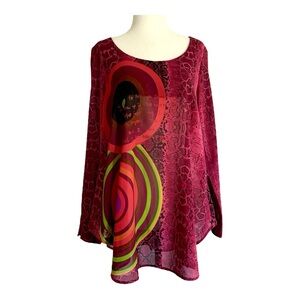 Desigual vibrant snakeskin sheer tunic